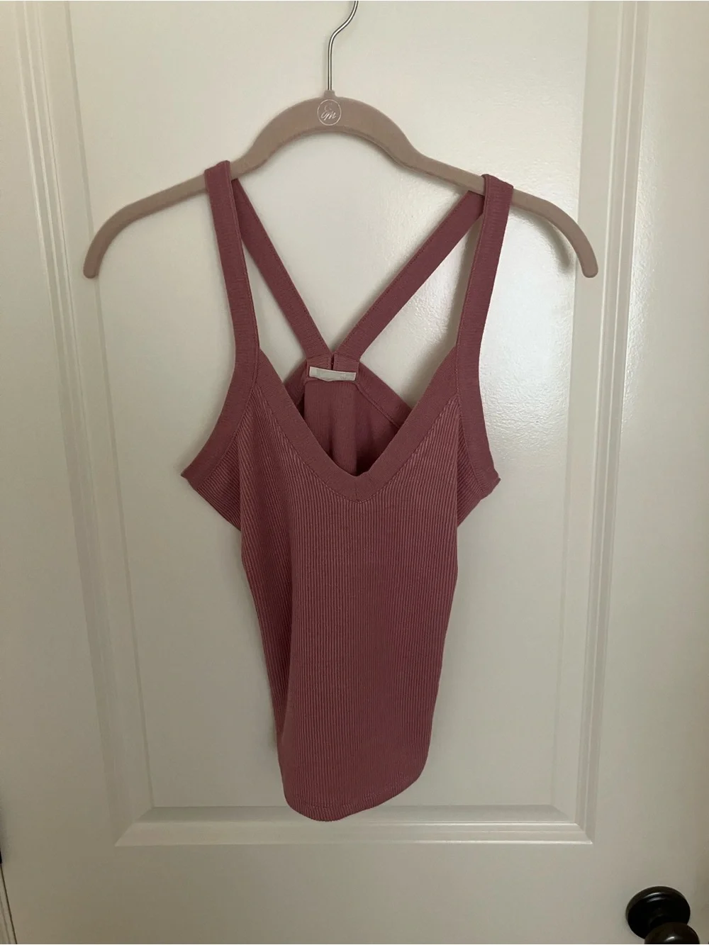 Free People, That Easy Tank, Ribbed V-Neck Tank Tops in Mauve and Denim Blue, S
